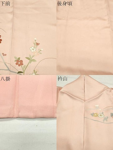 平和屋着物●訪問着　駒刺繍　草花文　金彩　正絹　逸品　CABD9473gh