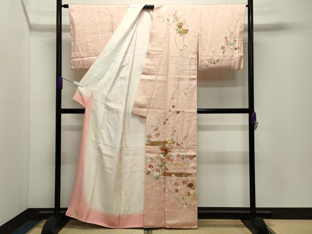 平和屋着物●訪問着　駒刺繍　草花文　金彩　正絹　逸品　CABD9473gh