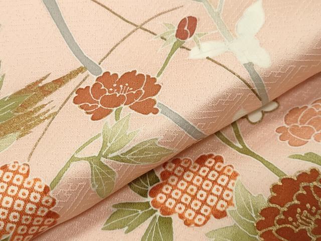 平和屋着物●訪問着　駒刺繍　草花文　金彩　正絹　逸品　CABD9473gh