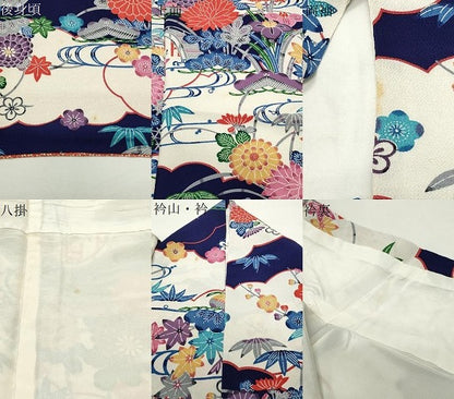 平和屋着物●豪華振袖　型染め　風景松竹梅文　鬼しぼ縮緬　正絹　逸品　CABD9474gh