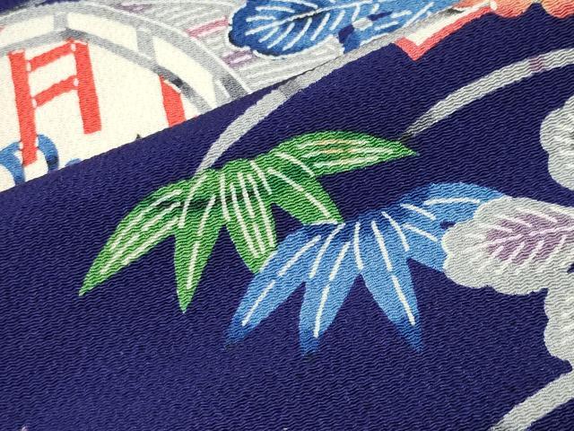 平和屋着物●豪華振袖　型染め　風景松竹梅文　鬼しぼ縮緬　正絹　逸品　CABD9474gh