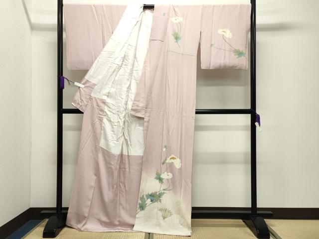 平和屋着物●訪問着　作家物　草花文　暈し染め　ロング丈　正絹　逸品　CABD9476gh