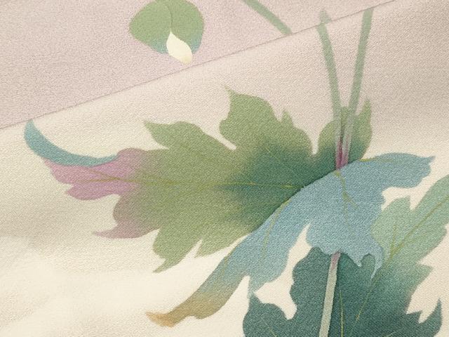 平和屋着物●訪問着　作家物　草花文　暈し染め　ロング丈　正絹　逸品　CABD9476gh