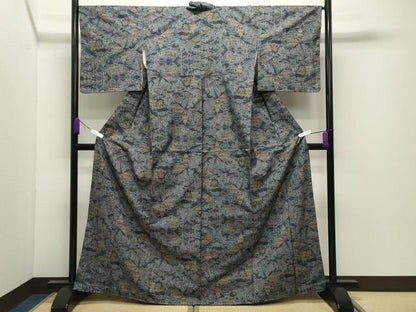 平和屋着物●本場大島紬　7マルキ　風景文　正絹　逸品　未使用　CABD9477gh