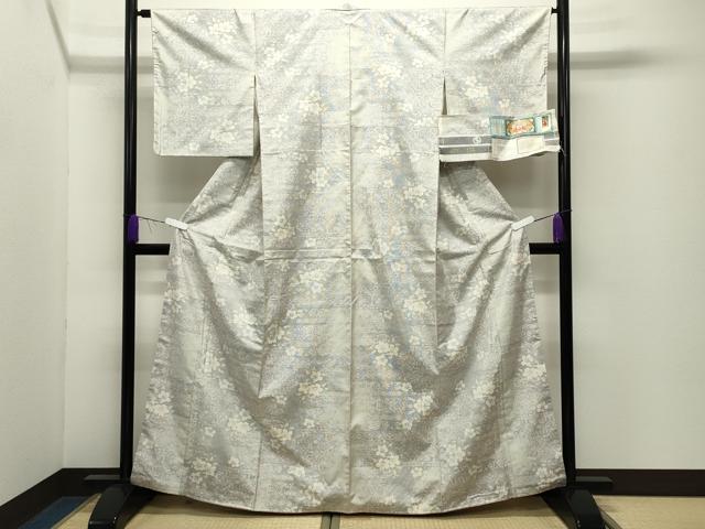 平和屋着物●本場大島紬　白大島　9マルキ　吉祥草花文　株式会社たかし謹製　証紙付き　正絹　逸品　CABD9481gh