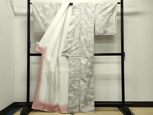 平和屋着物●本場大島紬　白大島　9マルキ　吉祥草花文　株式会社たかし謹製　証紙付き　正絹　逸品　CABD9481gh