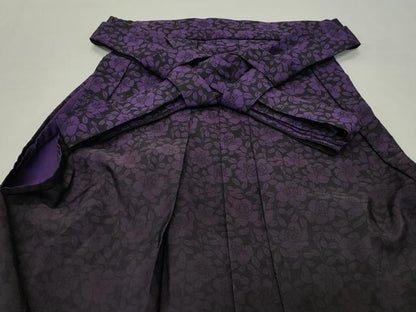 平和屋着物●女性　行灯袴　薔薇　暈し染め　黒地　洗える着物　CABD9485gh