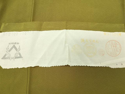 平和屋着物●上質な色無地　鶯色　さが美扱い　反端付き　正絹　逸品　CABD9486gh