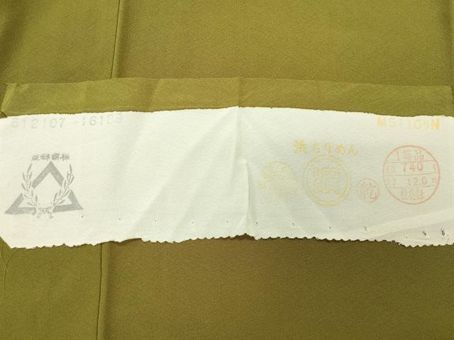平和屋着物●上質な色無地　鶯色　さが美扱い　反端付き　正絹　逸品　CABD9486gh
