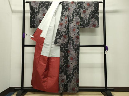 平和屋着物●本場大島紬　7マルキ　更紗花唐草文　正絹　逸品　CABD9491gh