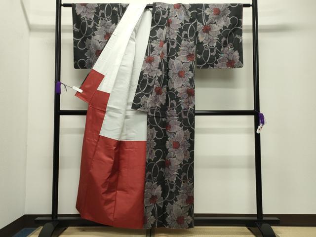平和屋着物●本場大島紬　7マルキ　更紗花唐草文　正絹　逸品　CABD9491gh