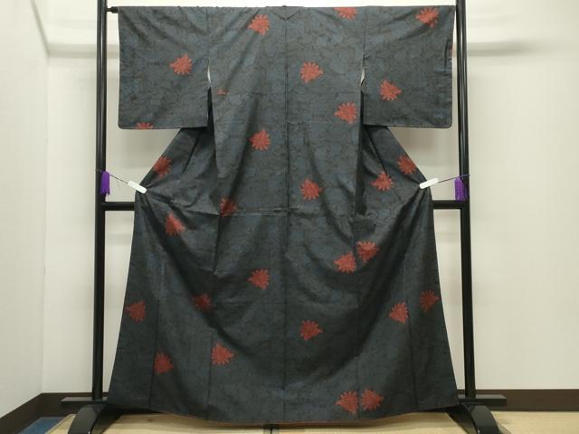平和屋着物●本場大島紬　7マルキ　更紗花唐草文　正絹　逸品　未使用　CABD9493gh