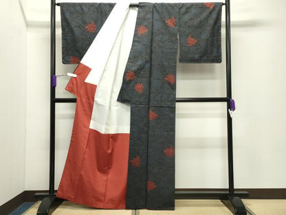 平和屋着物●本場大島紬　7マルキ　更紗花唐草文　正絹　逸品　未使用　CABD9493gh