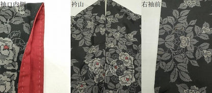 平和屋着物●本場大島紬　9マルキ　草花文　正絹　逸品　CABD9494gh