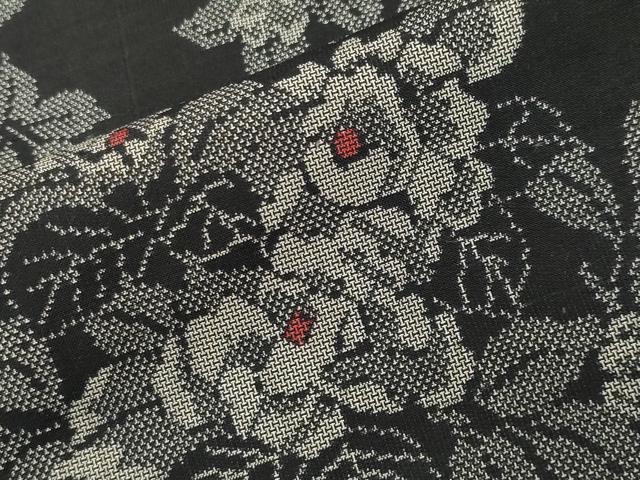 平和屋着物●本場大島紬　9マルキ　草花文　正絹　逸品　CABD9494gh
