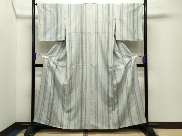 平和屋着物●上質な紬　縞　正絹　逸品　CABD9500gh