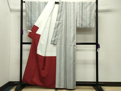 平和屋着物●上質な紬　縞　正絹　逸品　CABD9500gh