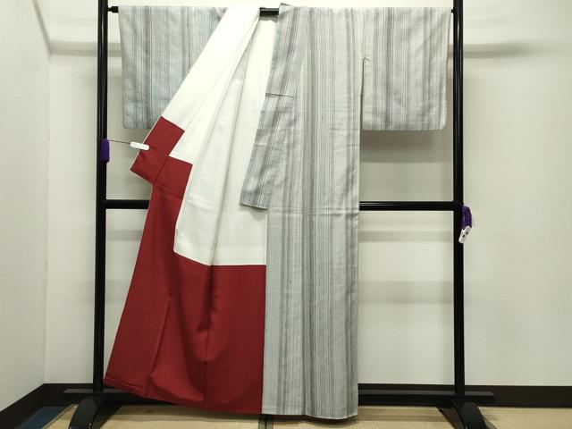 平和屋着物●上質な紬　縞　正絹　逸品　CABD9500gh