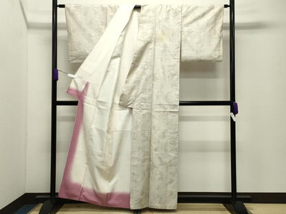 平和屋着物●本場大島紬　白大島　9マルキ　草木文　正絹　逸品　CABD9502gh
