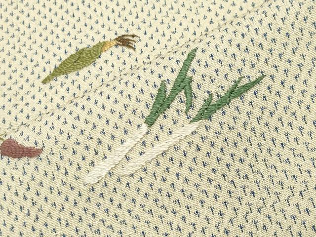 平和屋着物●本塩沢　訪問着　総刺繍　成り物　正絹　逸品　CABD9505gh
