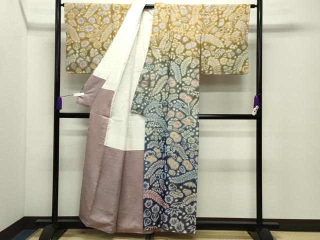 平和屋着物●訪問着　作家物　辻が花　絞り　暈し染め　金通し地　正絹　逸品　未使用　CABD9509gh