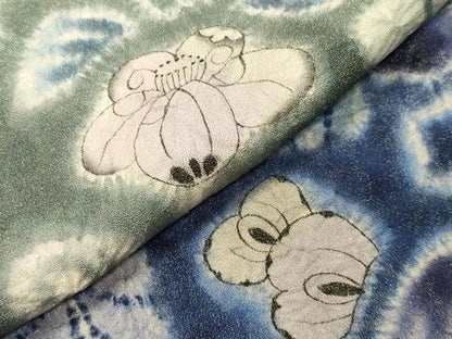平和屋着物●訪問着　作家物　辻が花　絞り　暈し染め　金通し地　正絹　逸品　未使用　CABD9509gh