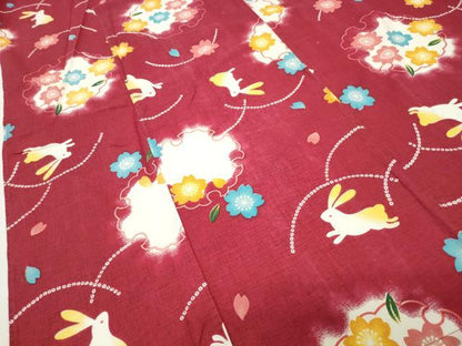 平和屋着物∴夏物 浴衣 跳兎 雪輪舞桜文 綿 逸品 CABD9518gh