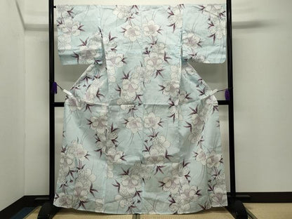 平和屋着物∴夏物　浴衣　舞桜文　綿麻　逸品　未使用　CABD9520gh