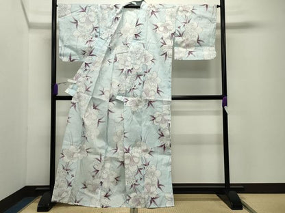 平和屋着物∴夏物　浴衣　舞桜文　綿麻　逸品　未使用　CABD9520gh
