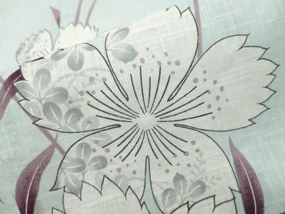 平和屋着物∴夏物　浴衣　舞桜文　綿麻　逸品　未使用　CABD9520gh