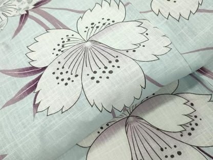 平和屋着物∴夏物　浴衣　舞桜文　綿麻　逸品　未使用　CABD9520gh