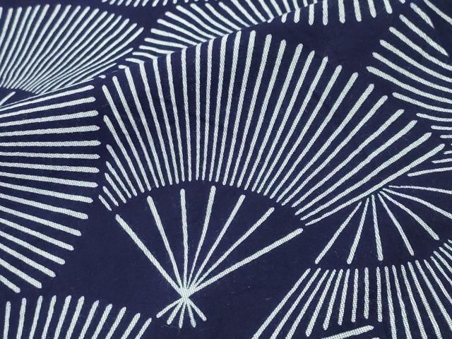 平和屋着物∴夏物　浴衣　扇面重ね文　綿　逸品　CABD9522gh