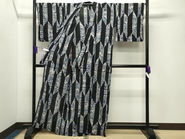 平和屋着物∴夏物　浴衣　杜若　矢羽根文　綿　逸品　CABD9523gh