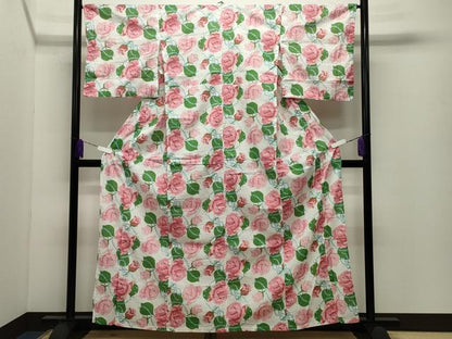 平和屋着物∴夏物 浴衣 薔薇 綿 逸品 CABD9524gh