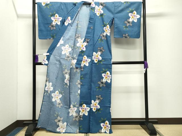 平和屋着物∴夏物 綿紅梅 浴衣 桔梗 綿 逸品 CABD9526gh