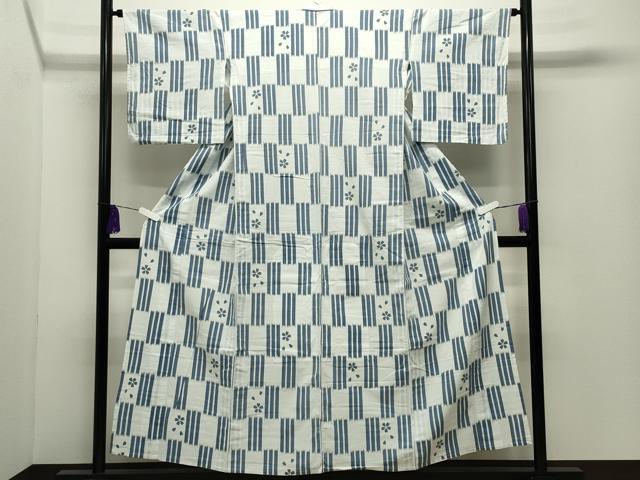 平和屋着物∴夏物 浴衣 舞桜文 綿 逸品 CABD9527gh