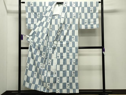 平和屋着物∴夏物 浴衣 舞桜文 綿 逸品 CABD9527gh