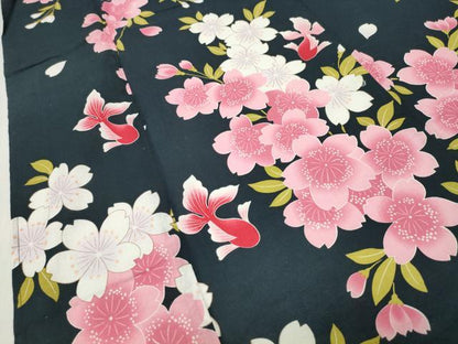 平和屋着物∴夏物 浴衣 金魚 舞桜文 綿 逸品 CABD9530gh