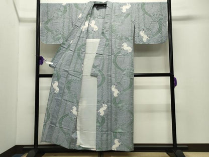 平和屋着物∴夏物 浴衣 馬 団扇 綿 逸品 CABD9532gh
