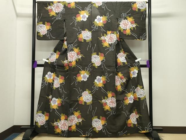 平和屋着物∴夏物 こむさでもーど・COMME CA DU MODE 浴衣 舞花文 綿麻 逸品 CABD9533gh