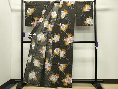 平和屋着物∴夏物 こむさでもーど・COMME CA DU MODE 浴衣 舞花文 綿麻 逸品 CABD9533gh