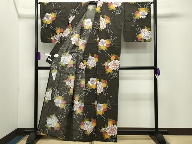 平和屋着物∴夏物 こむさでもーど・COMME CA DU MODE 浴衣 舞花文 綿麻 逸品 CABD9533gh