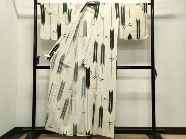 平和屋着物∴夏物 浴衣 トンボ 矢羽根文 綿麻 逸品 CABD9534gh
