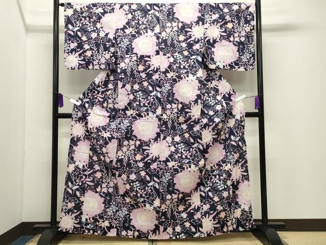 平和屋着物∴夏物 浴衣 枝花文 綿 逸品 CABD9536gh