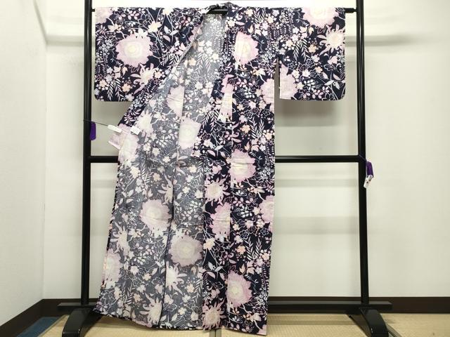 平和屋着物∴夏物 浴衣 枝花文 綿 逸品 CABD9536gh