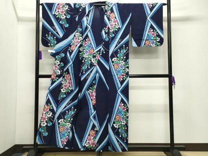 平和屋着物∴夏物 浴衣 作家物 草花文 綿 逸品 CABD9537gh