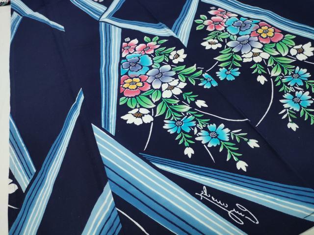 平和屋着物∴夏物 浴衣 作家物 草花文 綿 逸品 CABD9537gh