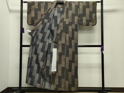 平和屋着物∴夏物 浴衣 市松吉祥花文 綿 逸品 CABD9540gh