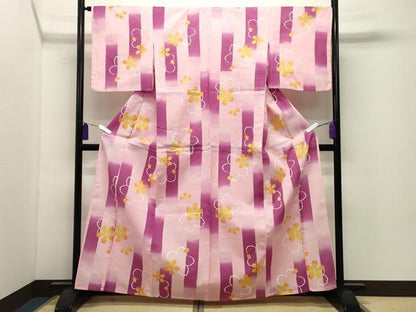 平和屋着物∴夏物 浴衣 舞桜文 綿 逸品 CABD9541gh