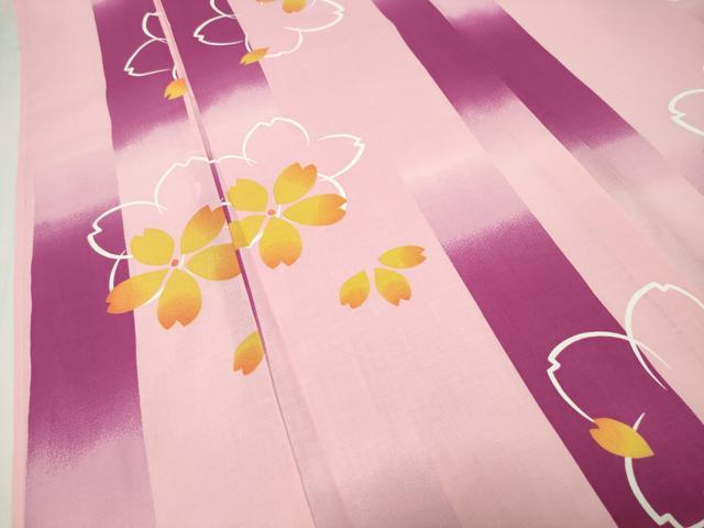 平和屋着物∴夏物 浴衣 舞桜文 綿 逸品 CABD9541gh